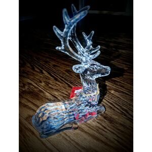 NEW! Acrylic Deer Christmas Tabletop Decor Clear Lucite Holiday Reindeer Stag